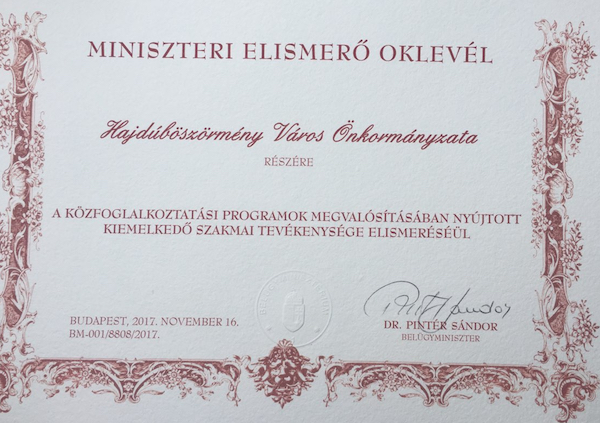 Miniszteri elismerés